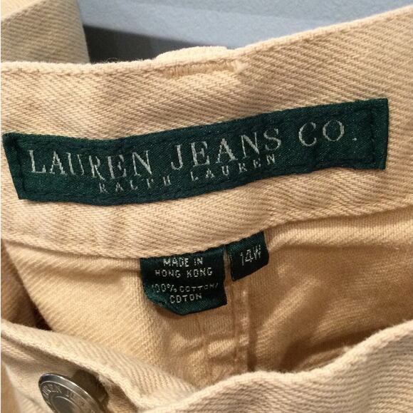 Ralph Lauren Womens Beige Denim Jeans Plus Size 14W 14 Embroidered Khaki Boho - Picture 3 of 10